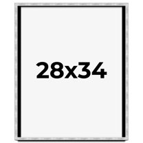 28x34 Frame Brushed Silver Solid Wood Picture Frame | 0.75 Inch Moulding Width | Rabbet Depth 0.75