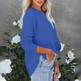thumbnail image 7 of Womens Casual Sweatshirts Solid Long Sleeve Shirts Loose Fit Dressy Crewneck Pullover Sweaters Fashion Fall Outfits Split Hem Top, 7 of 7