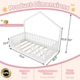 thumbnail image 3 of Mirightone Twin Floor Bed with High Rails, Wooden Montessori Bed Frame with Single Color Light and House Shape Design, Low Profile Beds, twin bed frames white, 3 of 12