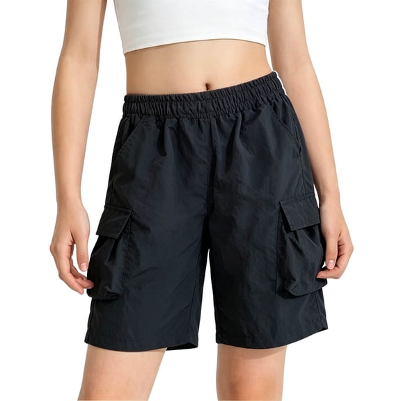 Atogsazn Kids Boys Cargo Jogger Shorts Childrens Casual Athletic Wide Leg Short Pants with Pocket Gym Short Pants Black 7-8 Years Fashion