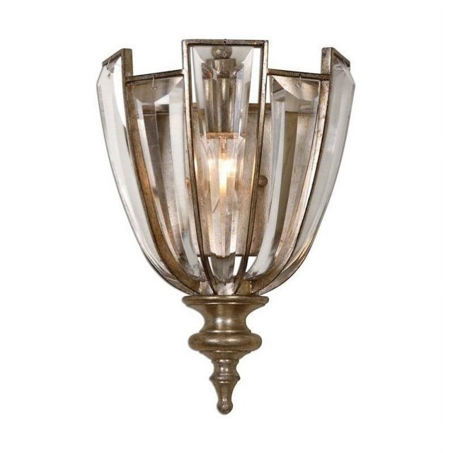 Bowery Hill Contemporary Iron 1 Light Crystal Wall Sconce