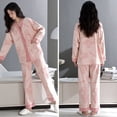 thumbnail image 2 of Pijama de mujer para el hogar, cárdigan con cuello en V, dulce, manga larga, suelto, talla grande, traje de estudiante para el hogar, 2 of 6