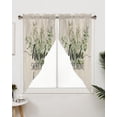 thumbnail image 3 of Swag Curtains, Spring Vase Eucalyptus Leaves Rod Pocket Kitchen Curtains Valances Tier Curtains Swag Valance Curtains for Bedroom Living Room 28" x 36", 2 Panels, 3 of 6
