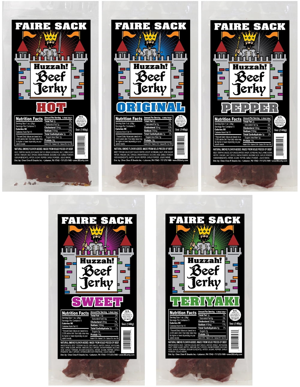 Buffalo Bills Assorted 5oz Faire Sack Huzzah Beef Jerky (5 packs beef jerky)