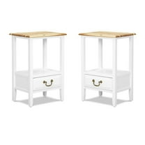 Home Square Traditional Tapered Wood End Table in White - Set of 2