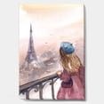 thumbnail image 2 of DESIGN ART Designart 'Young Paris Girl Watching Eiffel Tower' Traditional Canvas Wall Art 30 in. wide x 40 in. high, 2 of 5