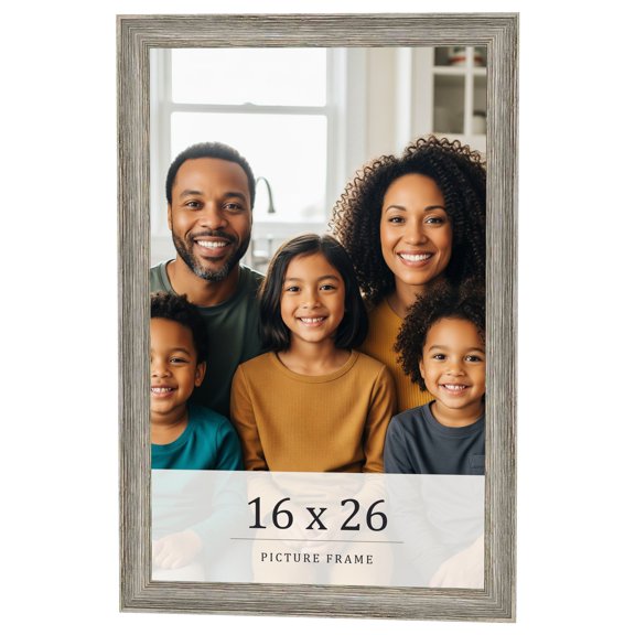 16x26 Frame Grey Solid Wood Picture Frame Width 1 Inches | Interior Frame Depth 0.5 Inches |