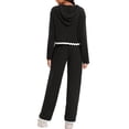thumbnail image 3 of ATHLECHIC Women's Tracksuit 2 Piece Outfits Ribbed Sweater Hoodie Wide Leg Pants Casual Lounge Set XL Black, 3 of 4