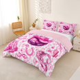 thumbnail image 2 of jejeloiu Pink Disco Cowgirl Duvet Cover Set Kids,Girly Western Pattern Bedding Full,Reversible,3 Pieces(No Comforter), 2 of 6