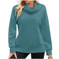 thumbnail image 2 of WFJCJPAF 2024 New Product 锛?Blouses for Women Plus Size,Fashion Women's Casual Long Sleeve Turtleneck Ladies Solid Zipper Tops Blouse - Light Blue M, 2 of 8