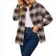 thumbnail image 2 of Abrigo de Lana Holgado con Bolsillos y Larga para Mujer, Estilo Casual de Otoño, A Cuadros Marrón L, 2 of 9