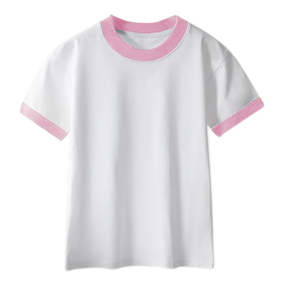 DeHolifer Boys Girls Short Sleeve T Shirts Kids Summer Color Block Crewneck Tops Fashion Cotton Tees for 12 Years