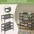 thumbnail image 5 of 3 Tier Bamboo Shoe Rack for Closet Free Standing Wood Shoe Shelf Storage Organizer for Entryway Small Space Stackable 27"x11"x20" (Black), 5 of 7