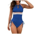 thumbnail image 1 of Huesdet Girls One Piece Swimsuits Multi Strap Cross Back Tummy Control Island Goddess[BU2,L], 1 of 9