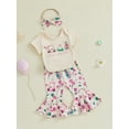 thumbnail image 4 of BemeyourBBs Baby Girls Summer Outfit Golf Print Romper and Flare Pants Headband, 4 of 8