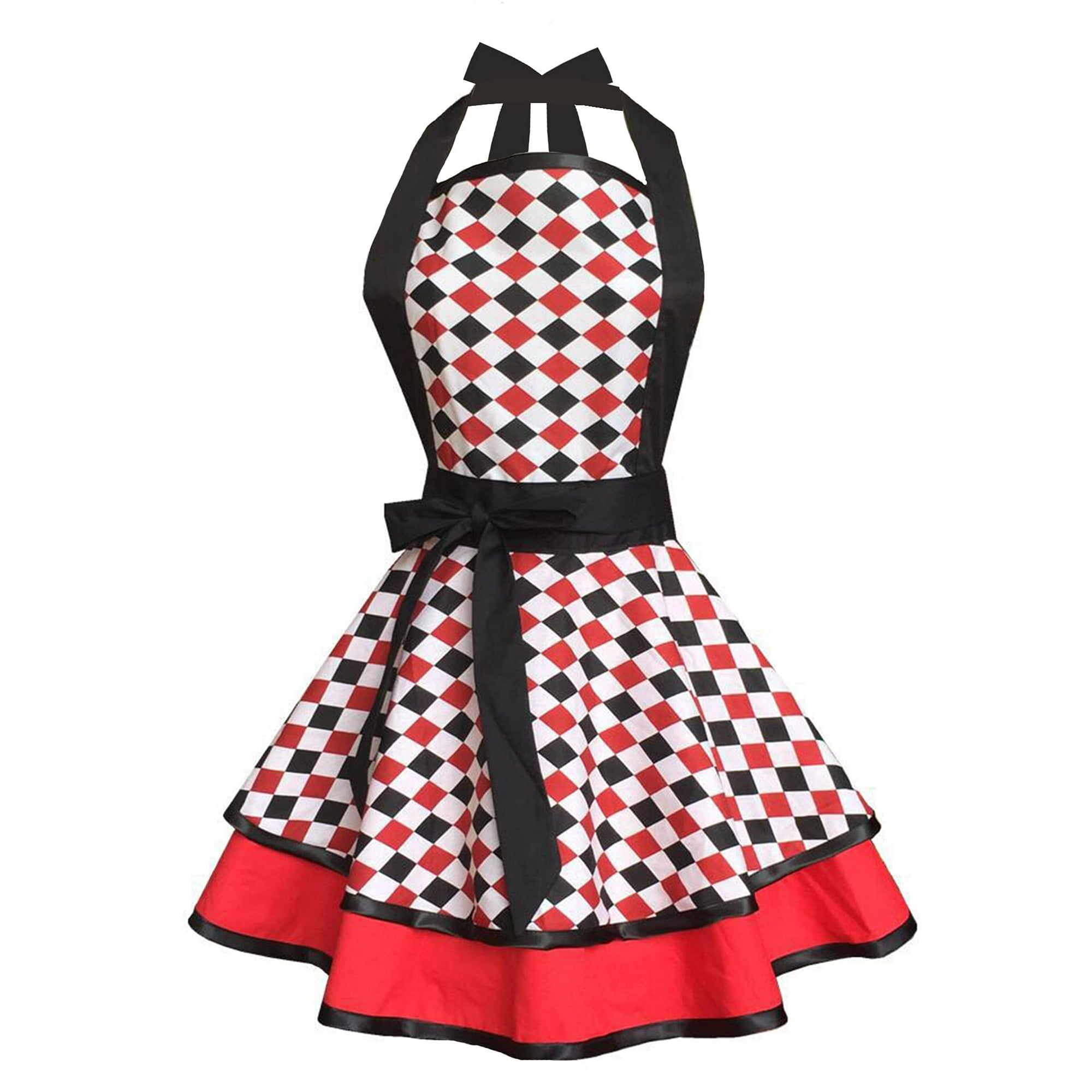 Bamaia Cute Retro Aprons For Women Ladies Sexy Vintage Aprons Striped Frilly Apron Cooking Kitchen 50s Vintage Apron For Housewife Waitress Mother s G