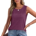 thumbnail image 2 of Otntypg Womens Summer Tank Top Casual Solid Color Ruched Pleated Sleeveless Tops Loose Fit Solid Color Crewneck Trendy Shirts Outfits Clothes Wine S, 2 of 7