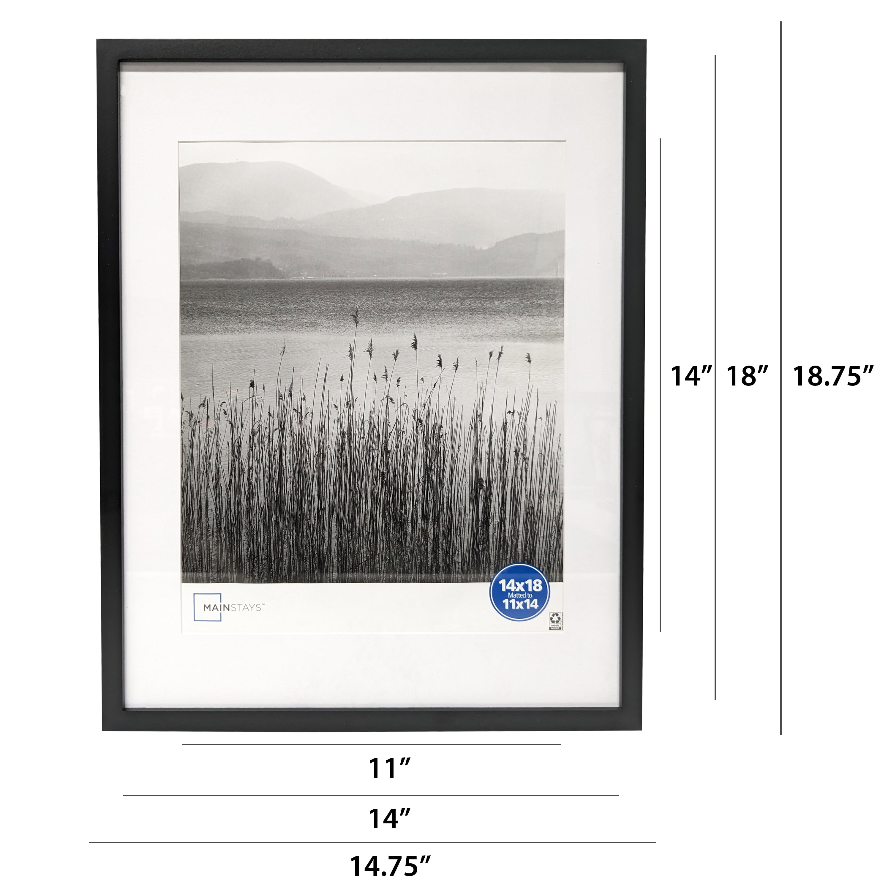(2 pack) Mainstays – 11x14 Picture Frame – Black Matted Gallery Linear Program Wall Photo Frame