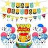 Toy Story Party Supplies Toy Story Party Decorations 2nd Birthday,Including Two infinity and Beyond Cake Topper Toy Story Happy Birthday Banner Flag Garlands Balloons For Second Baby Boys Girls B