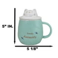 thumbnail image 2 of Whimsical Green Chubby Feline Kitty Cat Cup Mug With Lid And Stirring Spoon, 2 of 9