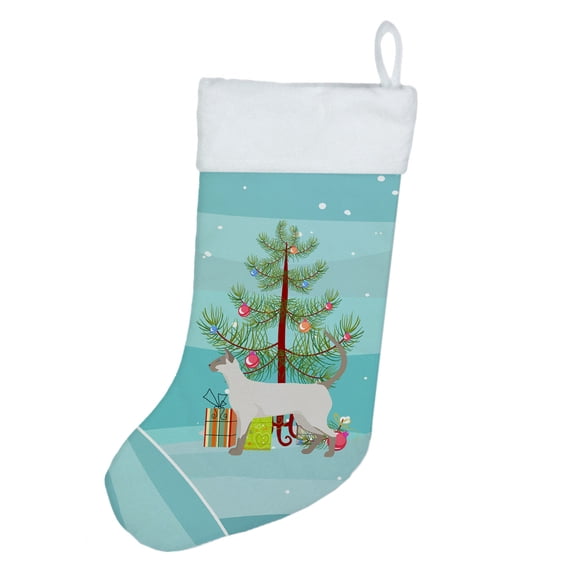 Siamese modern #1 Cat Merry Christmas Christmas Stocking 13.5 in x 18 in