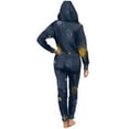 thumbnail image 5 of FUIALDOLG One Pieces Hooded Pajamas for Women Men Onesie Pajamas Zipper Drawstring Jumpsuit Fall Maple Leaves Print Halloween Costumes for Cosplay Party, Size 4XL, 5 of 7