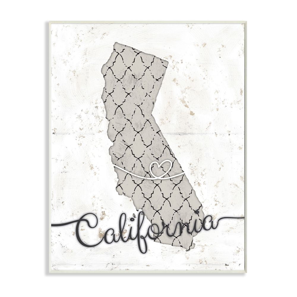 Stupell Industries California Patterned Grey US State Design Wall Plaque by Ziwei Li