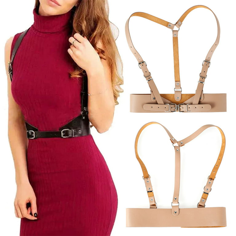 Fashion Show Women PU Leather Chest Body Harness Waist Belt One Strap Corset