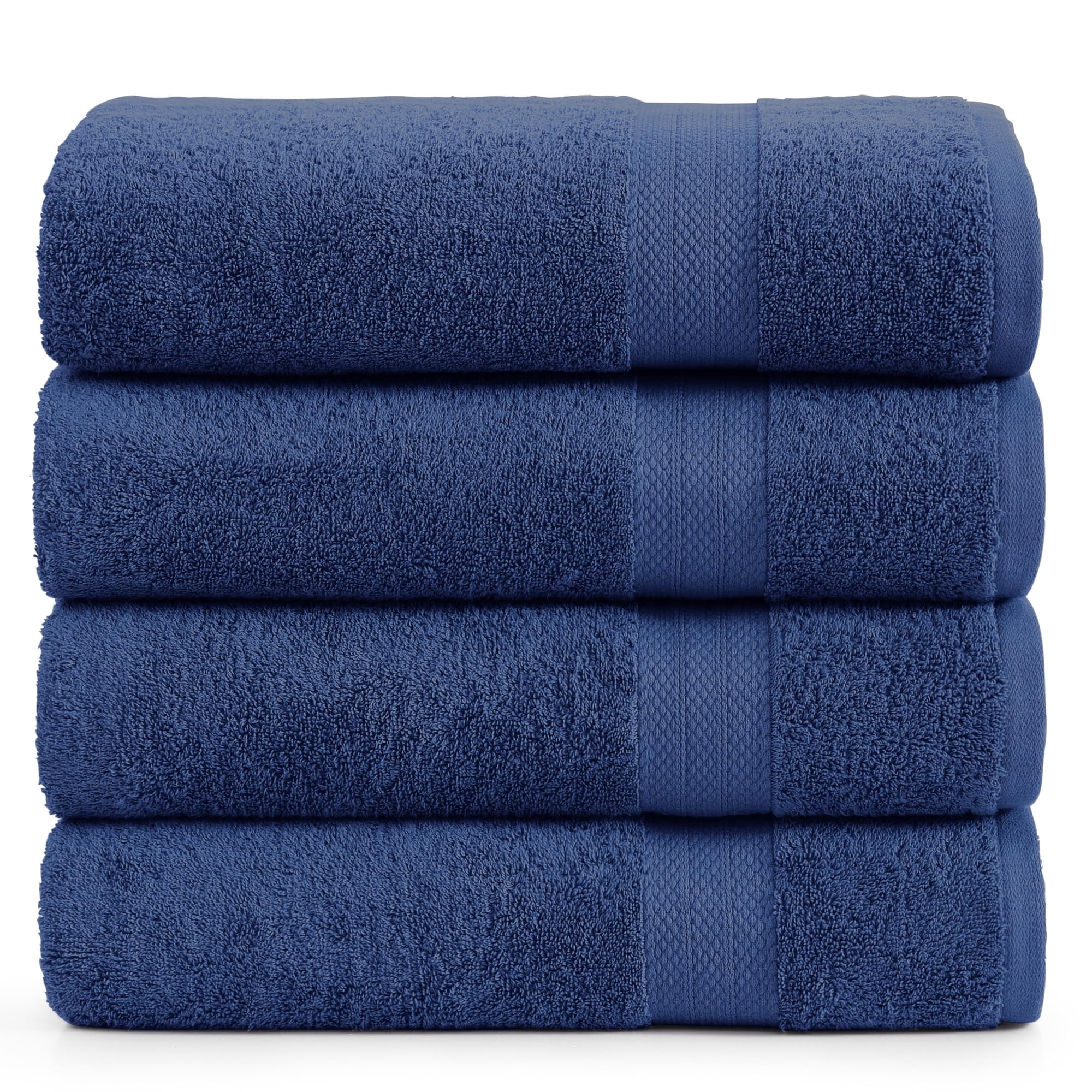 LANE LINEN Bath Towels Set of 4 - 100% Cotton Soft Absorbent Quick-Dry & Durable - Navy