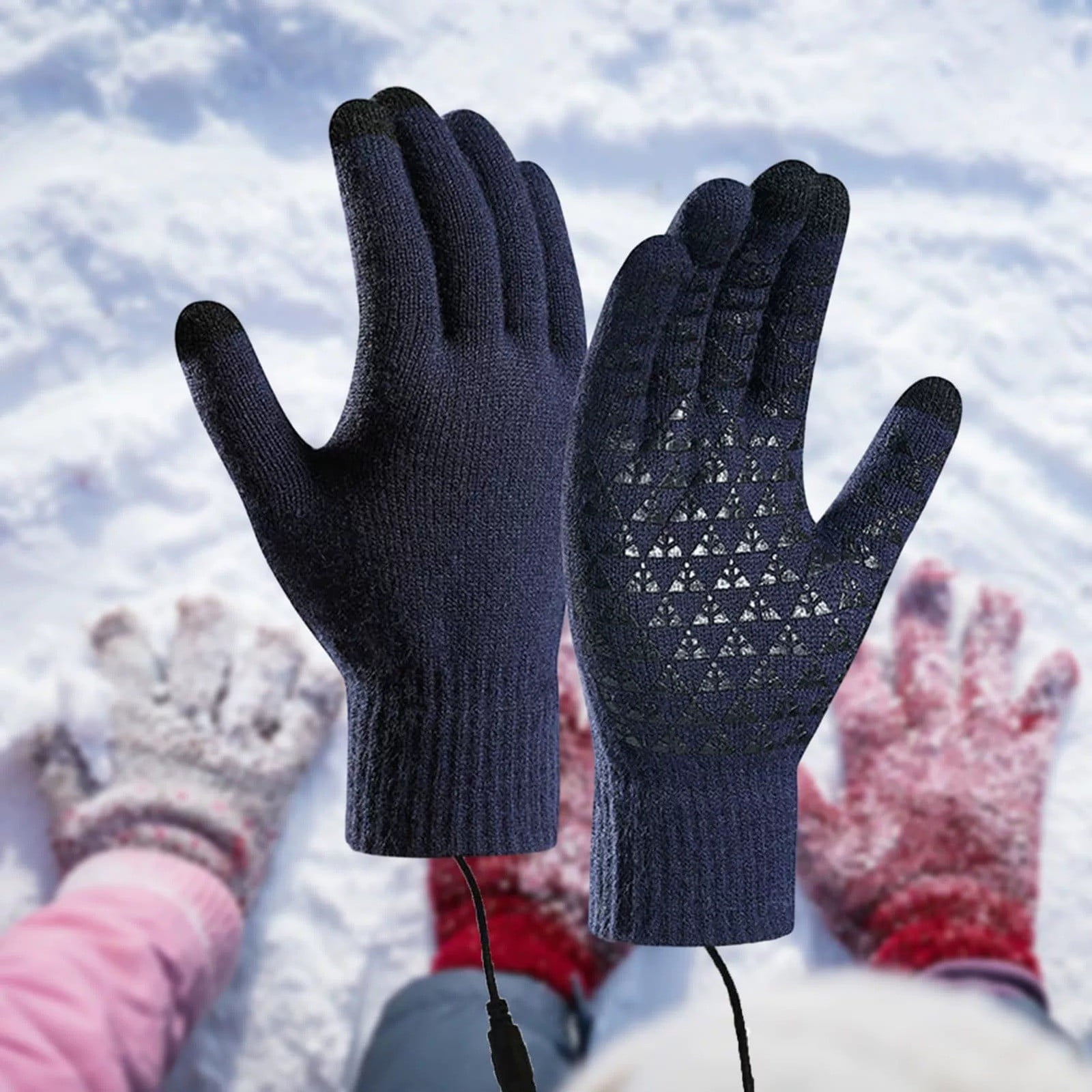 Heated Touchscreen Winter Gloves USB Rechargeable for Cold Weather,Thermal Warm Gloves for Men Women with Upgraded Heating,for Outdoor Skiing&Winter Activities,Soft Knit Lining Gloves