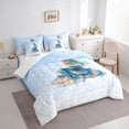 thumbnail image 2 of Feelyou Dreamy Fairy Mermaid Princess Twin Bedding Sets for Kids Boys Girls, Glitter Starry Sky Stars Bedding Comforter Set, Blue, Reversible, 7 Pieces, 2 of 7