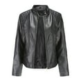 thumbnail image 2 of Durtebeua Motorcycle Oversized Moto Biker Coat Fashion Women's Fashion Leather Jackets, 2 of 6
