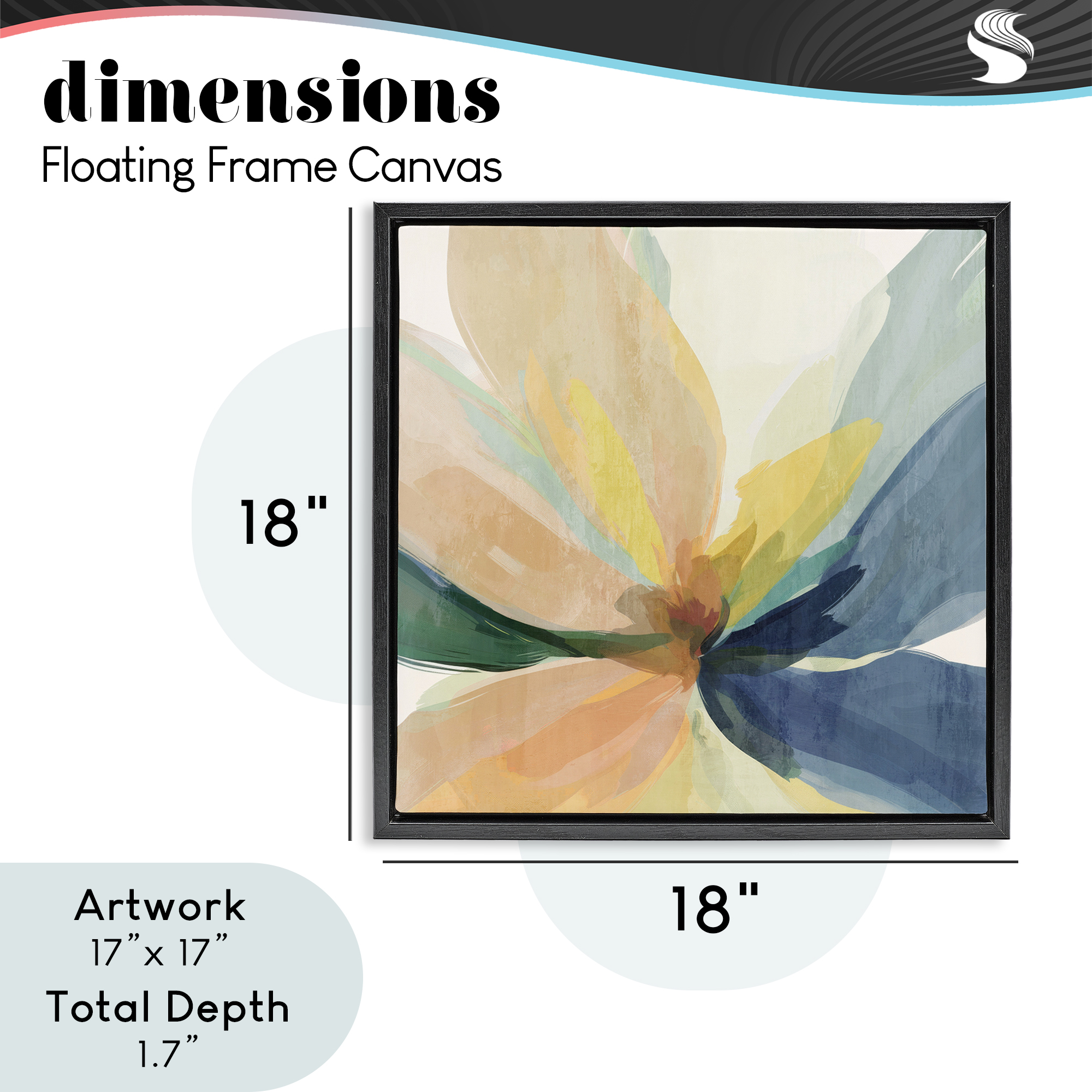 Flared Abstract Neutral Petals Black Framed Floater Canvas Wall Art, design by Irena Orlov