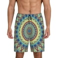 thumbnail image 3 of Lsque Round Mandala1 Mens Sleep Pajama Shorts,Short Pajama Pants, Cotton Ultra-Soft Knit-Medium, 3 of 9