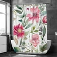 thumbnail image 6 of Pink Flowers with Leaves Shower Curtain Set for Bathroom, 6 of 6