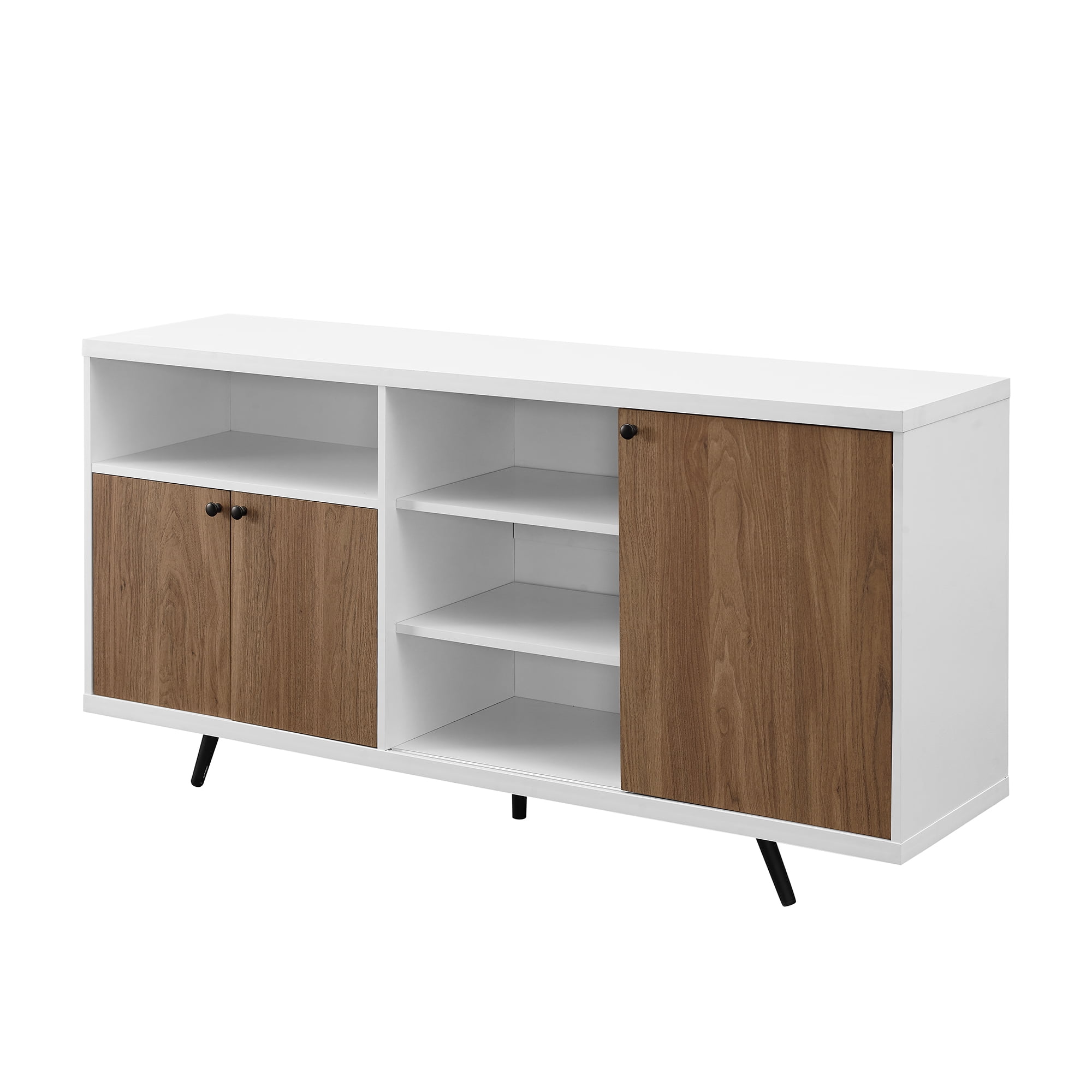 Desert Fields Tatum Modern A-Symmetrical 3-Door Sideboard, White/English Oak