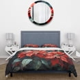 thumbnail image 3 of Designart "Poinsettia Flower Fusion Red Black" Floral Bedding Covert Set - Poinsettias Coral Traditional Bed Set With 2 Shams, 3 of 6