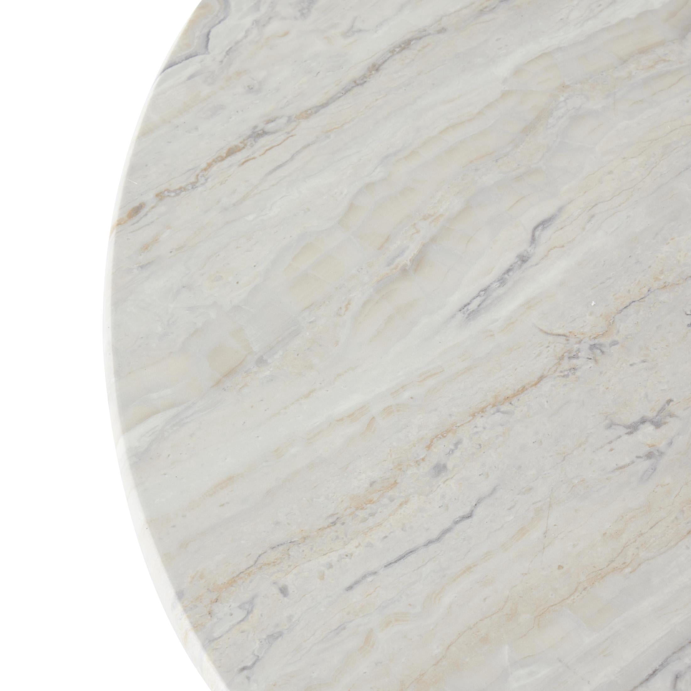 DecMode 29" x 17" Black Metal Pedestal Coffee Table with Faux White Marble Top, 1-Piece