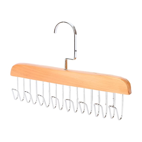 LAMIRO Belt Hanger For Closet,Sturdy Wood Belt Rack Closet Accessories With 8 Hooks Belt Organizer For Closet Clothes Organizers And Storage
