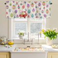 thumbnail image 4 of Valances for Windows Easter Colorful Eggs on Linen Rod Pocket Short Curtain for Bathroom Living Room Bedroom Retro Farmhouse Truck Bunny 1 Panel 54x18in, 4 of 9