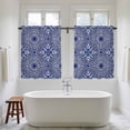 thumbnail image 4 of Navy Blue Kitchen Curtains 45 Inch Length, Traditional Tribal Abstract Geometric Tiers Curtains for Bathroom Bedroom Cafe, Light Filtering Small Window Treatment Short Drapes 2 Panels 42"Wx45"L, 4 of 8