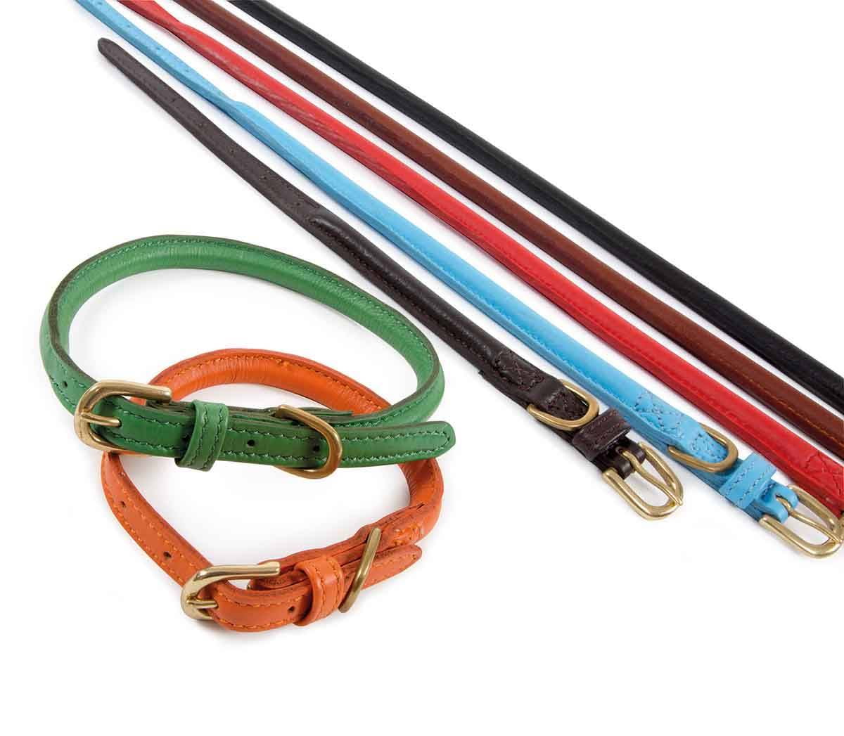 Shires rolled leather dog collar Clearance