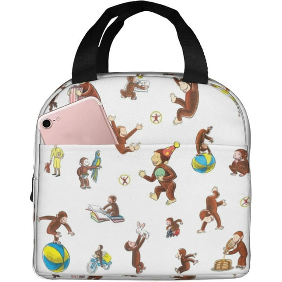 Curious George Cooler Lunch Bag Portable Insulated Daily Lunchbags Reusable Bento Lunch Box