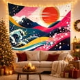 thumbnail image 3 of Starry Mountain with Snowcap and Swirling Waves, Majestic Japanese Inspired for Ocean Lovers, Coastal Landscape Art, Housewarming Gift Tapestry Wall Hanging for Bedroom and Living Room, 3 of 7