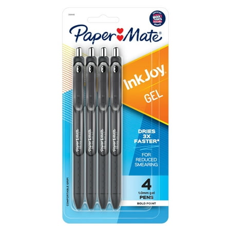 Paper Mate InkJoy Retractable Gel Pens, Bold Point, Black, 4 Count