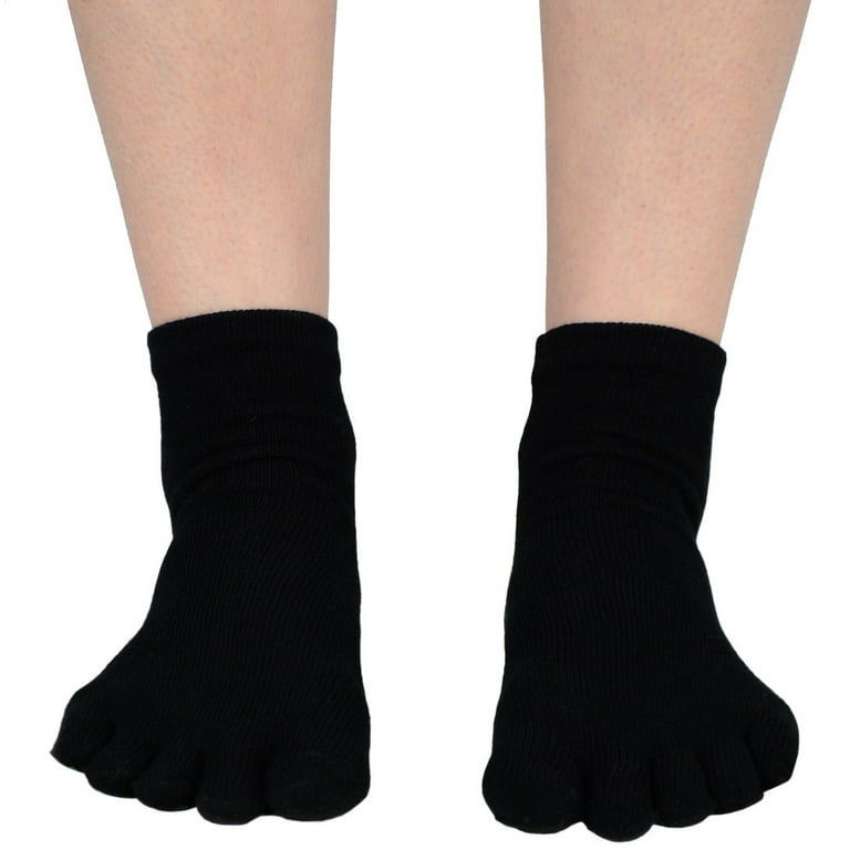 Mato & Hash 5-Toe Exercise Barefoot Feel Yoga Toe Socks With Full Grip 
