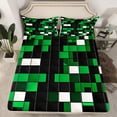 thumbnail image 2 of Castle Fairy Kids Children Boys Geometric Plaid Queen Sheet Sets,Pixel Grid Miners Bed Set, 2 of 7