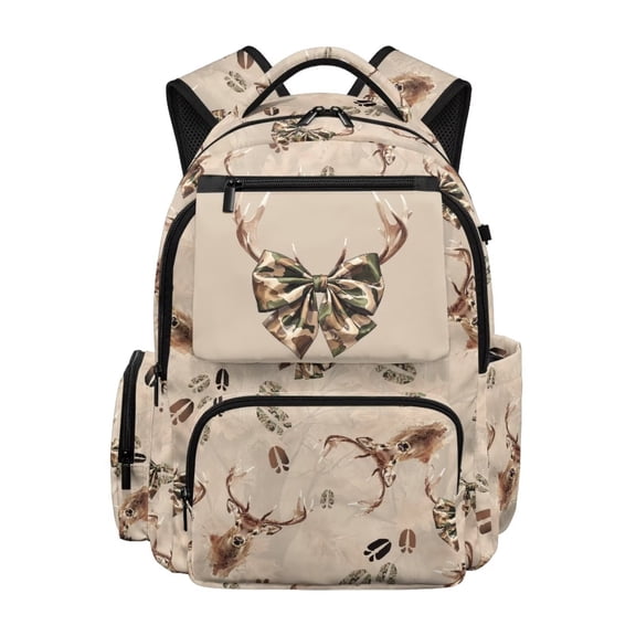 Aplkyhs Backpack for Teens 12-18 Stylish Camouflage Hunting Bow Deer 17 Inch School Bag Durable Lightweight Water Resistant Backpack for High School