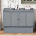 thumbnail image 2 of Queen Murphy Bed with USB Port and a Large Drawer, Murphy Cabinet Chest Bed, Queen Size Bed Frame Foldable Platform Bed for Guest Bedroom, Living Room, Office,Noisy Free, Gray, 2 of 8