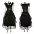 thumbnail image 3 of Disfraz de miércoles Addams para niña, Vestidos nuevos para adultos, niños y niñas, Vestidos de fiesta de malla, Disfraces de Carnaval y Halloween, 2023, 3 of 5